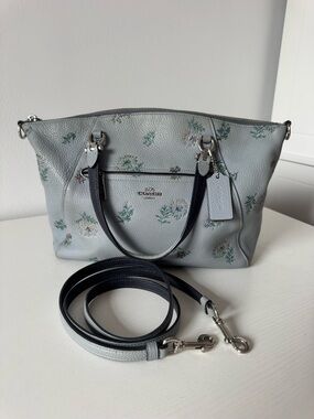 Coach Prairie Satchel light blue meadow print Shoulder Bag Removable Strap 73733